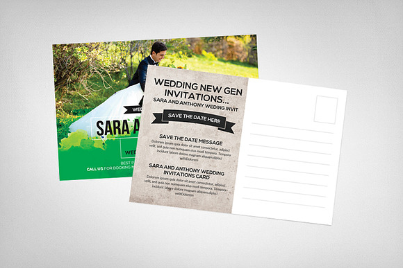 Wedding Invitation Postcard Template in Postcard Templates - product preview 1