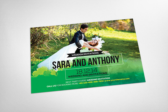 Wedding Invitation Postcard Template in Postcard Templates - product preview 2
