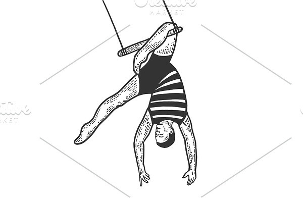 Circus acrobat on trapeze sketch