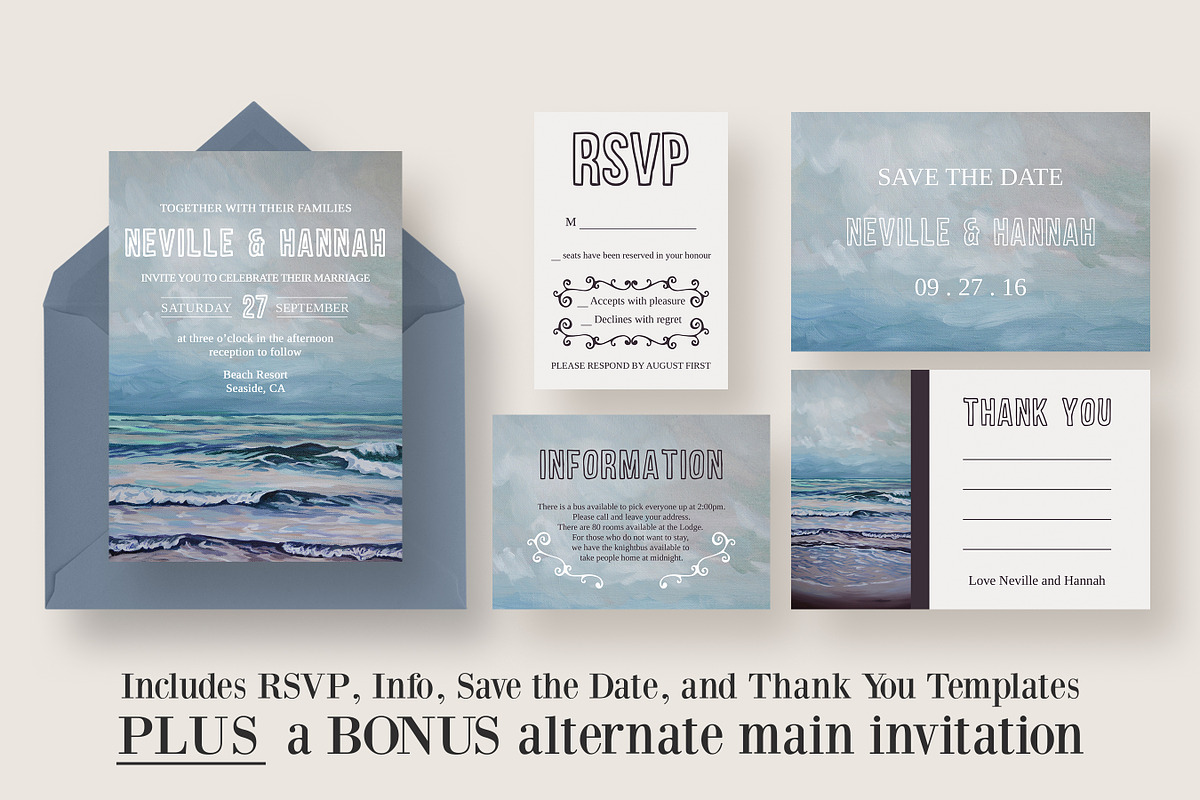 Painted Seascape Wedding Suite in Wedding Templates - product preview 8