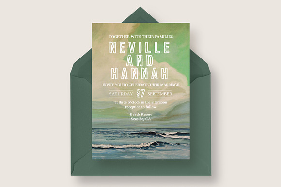 Painted Seascape Wedding Suite in Wedding Templates - product preview 2
