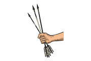 Hand with arrows engraving vector