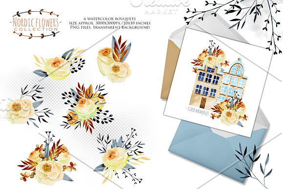 Nordic houses & flowers. in Illustrations - product preview 4