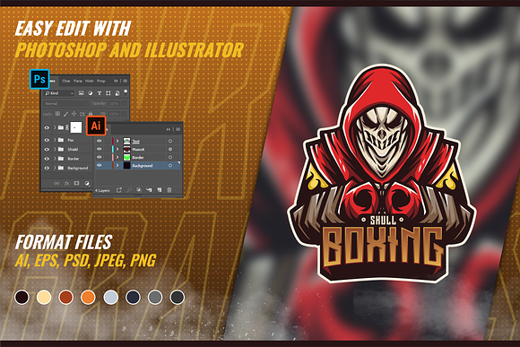 Skull Boxing - ESport & Mascot Logo in Logo Templates - product preview 4