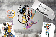 Abstract colorful musicians.