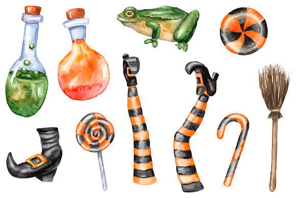 Watercolor Halloween set in Illustrations - product preview 9