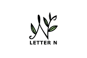 Thin Flora N Letter Logo Template