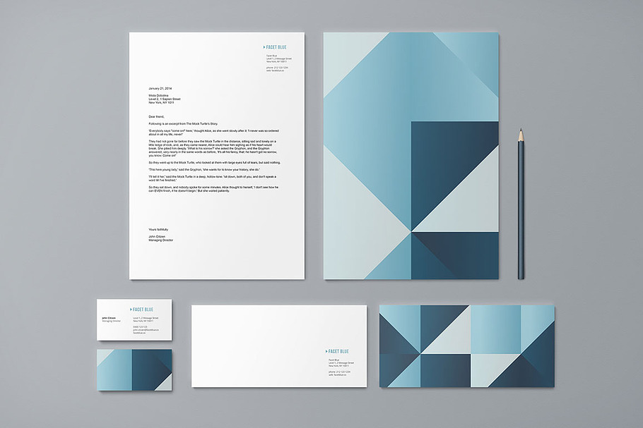 Identity - Facet Blue in Stationery Templates - product preview 8