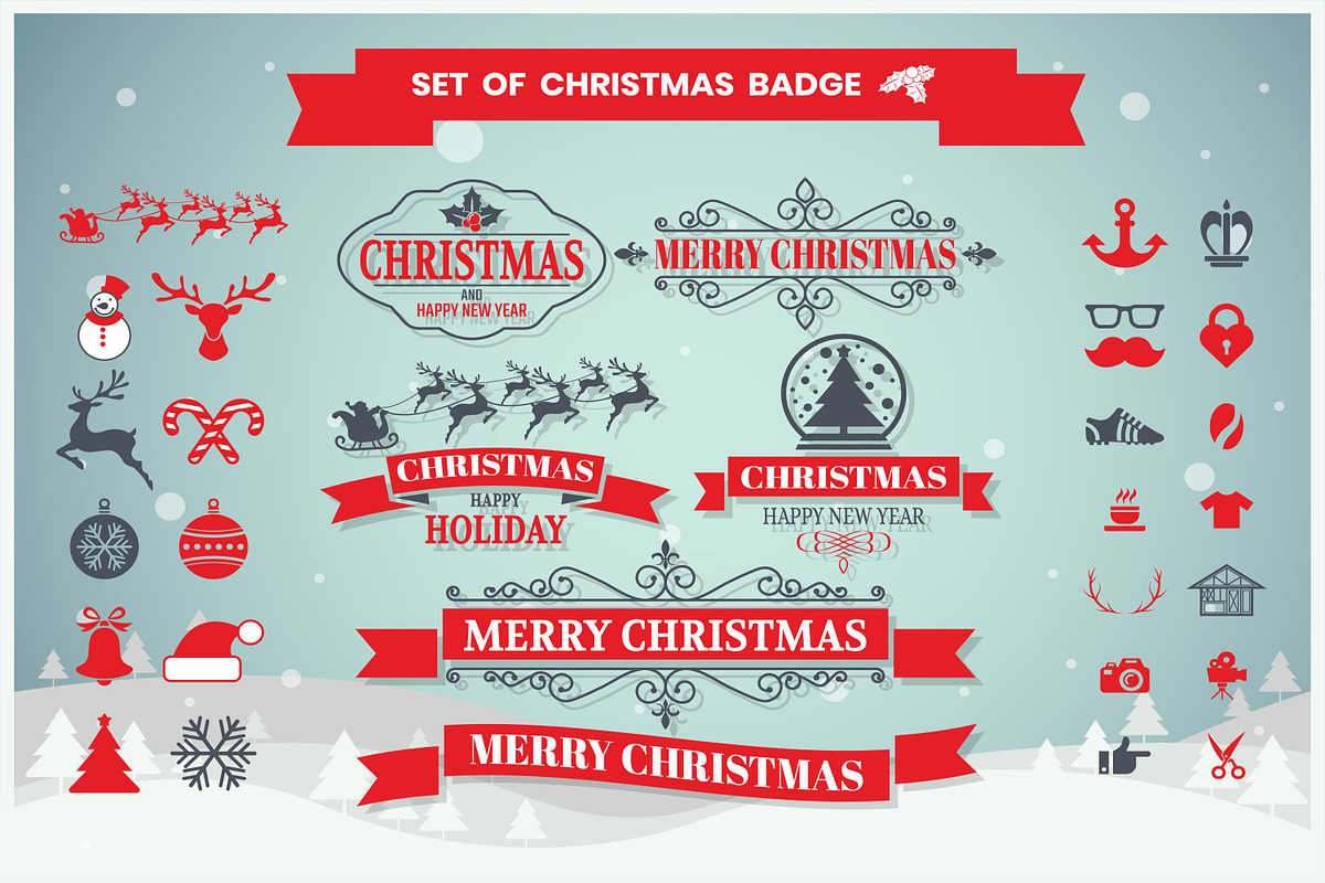christmas Badge & Objects Vector Set in Illustrations - product preview 8