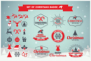 christmas Badge & Objects Vector Set
