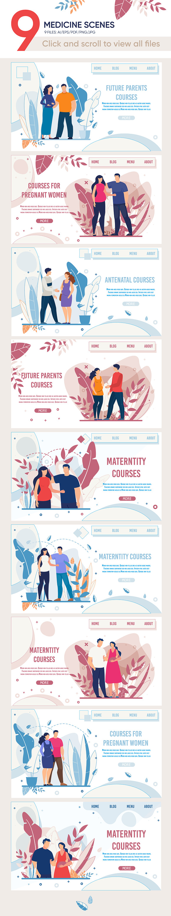 Pregnant Medicine Vector Scenes in Landing Page Templates - product preview 1