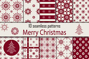 Christmas 10 red seamless patterns
