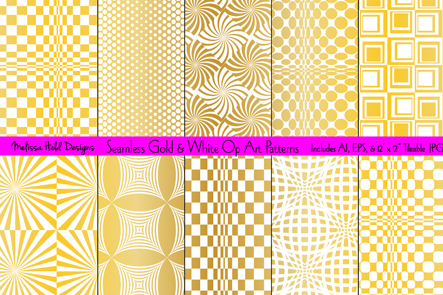 Seamless Gold Op Art Patterns in Patterns - product preview 8