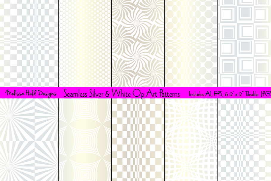 Seamless Silver Op Art Patterns in Patterns - product preview 8