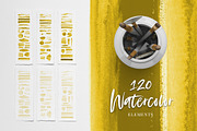 120 Watercolor Elements Yellow Gold