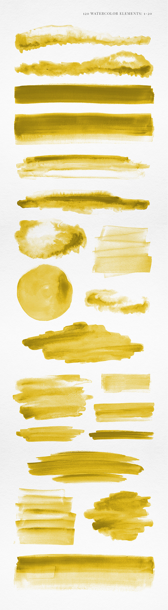120 Watercolor Elements Yellow Gold in Textures - product preview 1