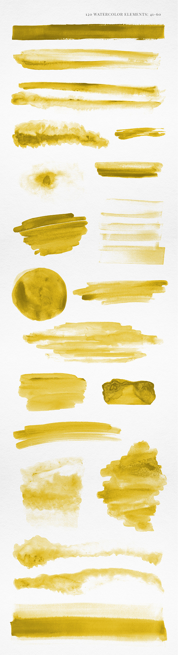 120 Watercolor Elements Yellow Gold in Textures - product preview 3
