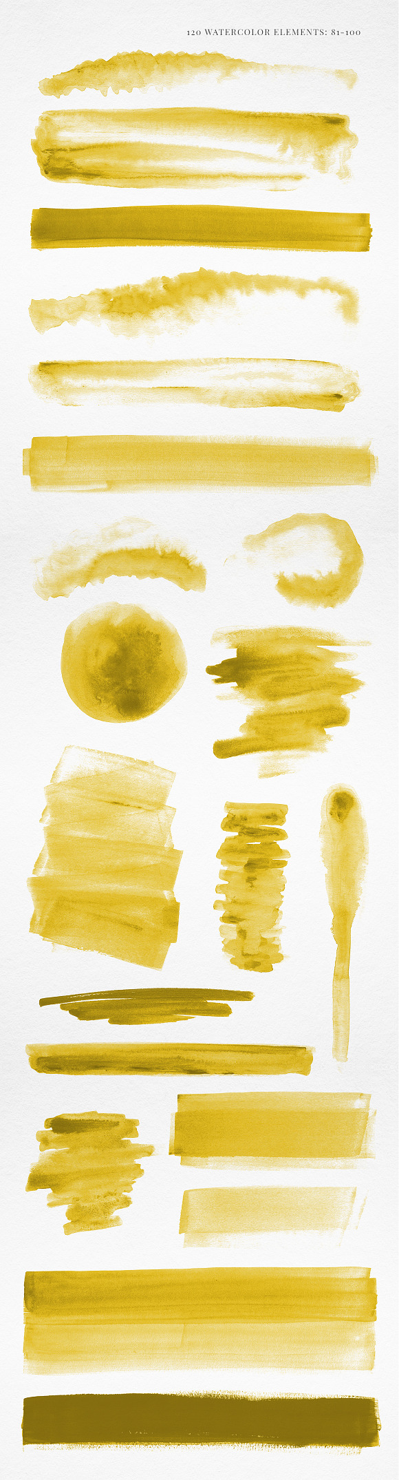 120 Watercolor Elements Yellow Gold in Textures - product preview 5