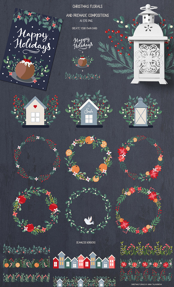 Christmas Florals Bundle in Illustrations - product preview 4
