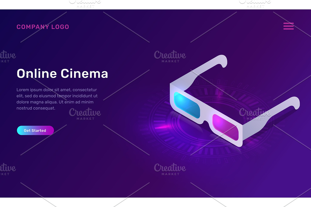 Online cinema or movie, isometric in Textures - product preview 8