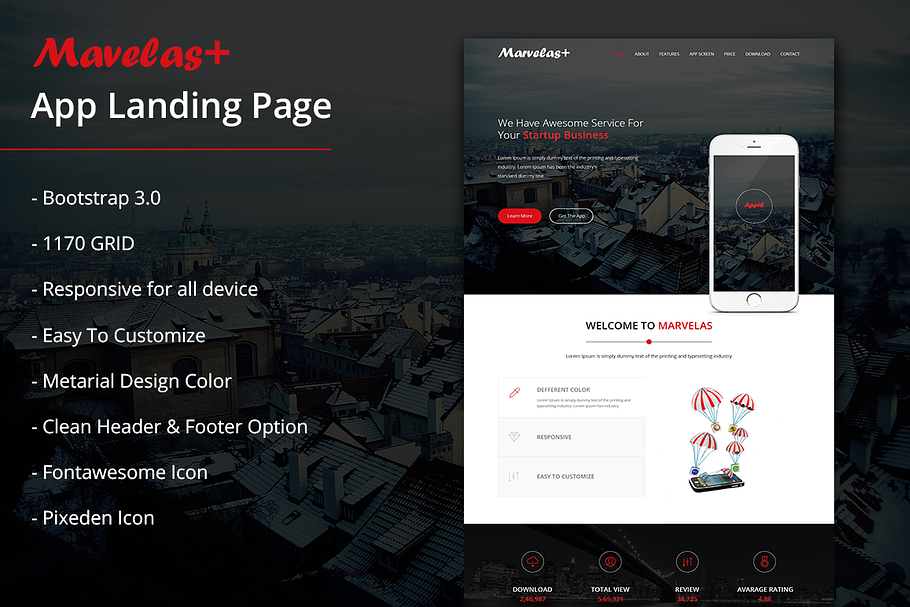 Marvelas+ Bootstrap App Landing Page in Bootstrap Themes - product preview 8