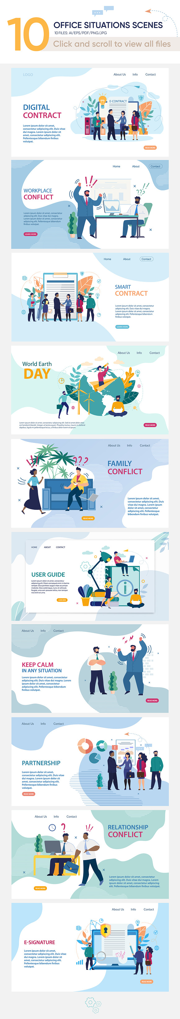 Office Situation Vector Scenes in Landing Page Templates - product preview 1