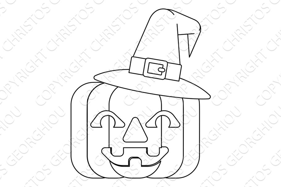 Halloween Witch Hat Pumpkin in