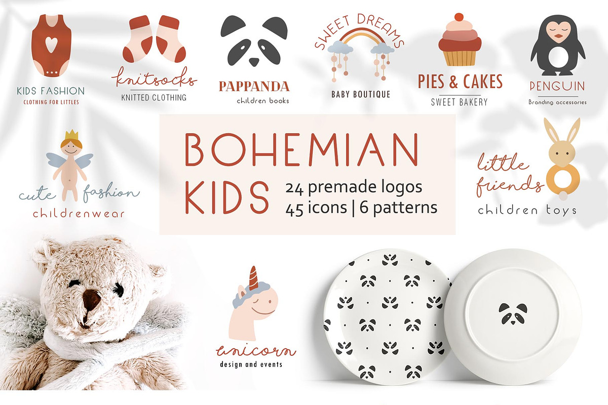 Bohemian kids logos in Invitation Templates - product preview 8