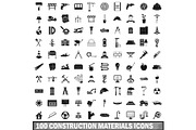 100 construction materials icons set