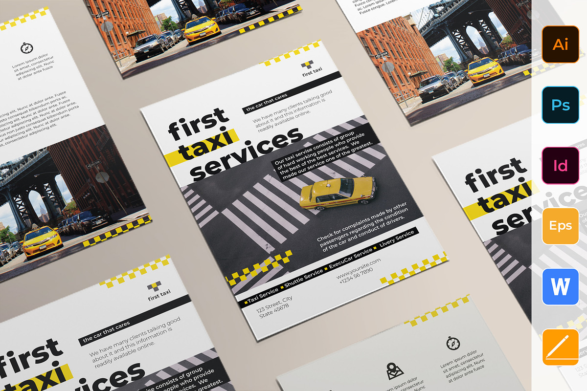 Taxi Services Flyer in Invitation Templates - product preview 8