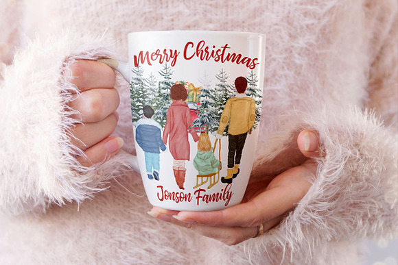 Winter Family Christmas Clipart in Illustrations - product preview 6