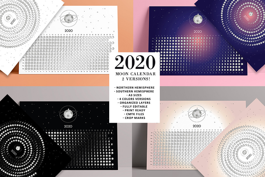 Moon Calendar 2020 MEGA BUNDLE in Stationery Templates - product preview 8