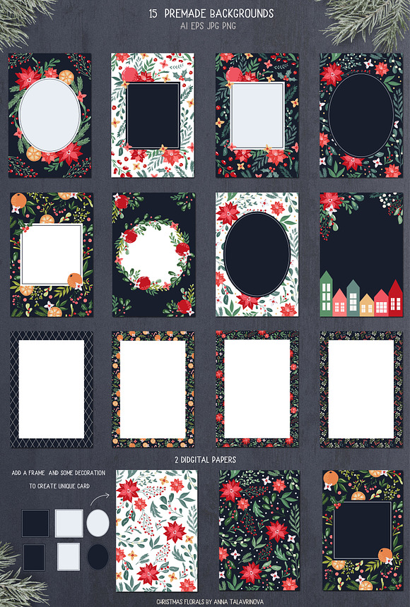Christmas Florals Bundle in Illustrations - product preview 8