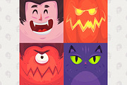 Cartoon monster faces (vector)