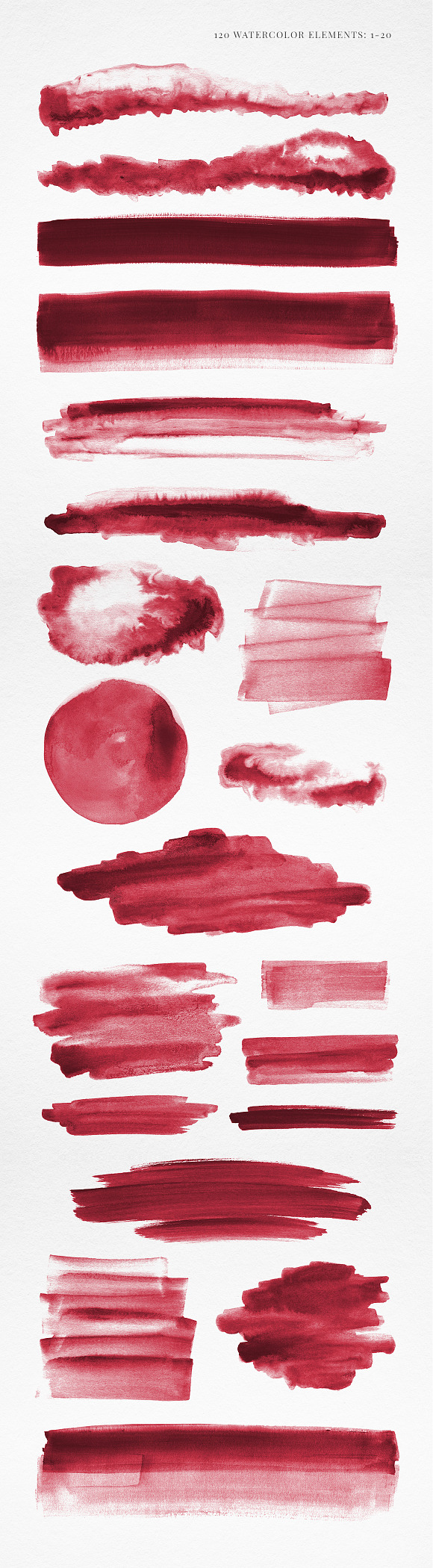 120 Watercolor Texture Elements Red in Textures - product preview 1