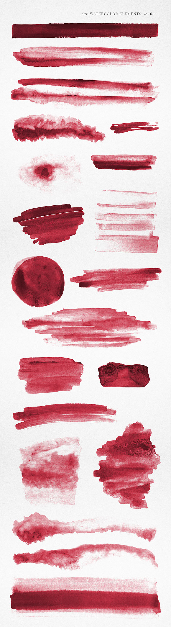 120 Watercolor Texture Elements Red in Textures - product preview 3