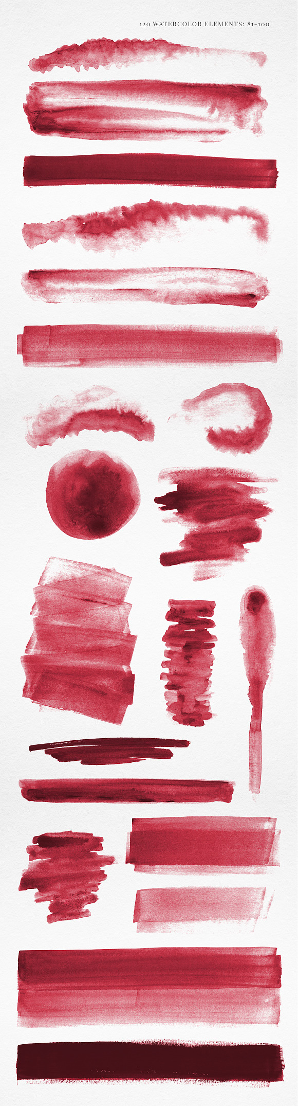 120 Watercolor Texture Elements Red in Textures - product preview 5