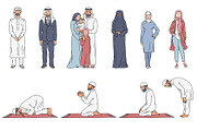 Muslim cartoon character set - Arab