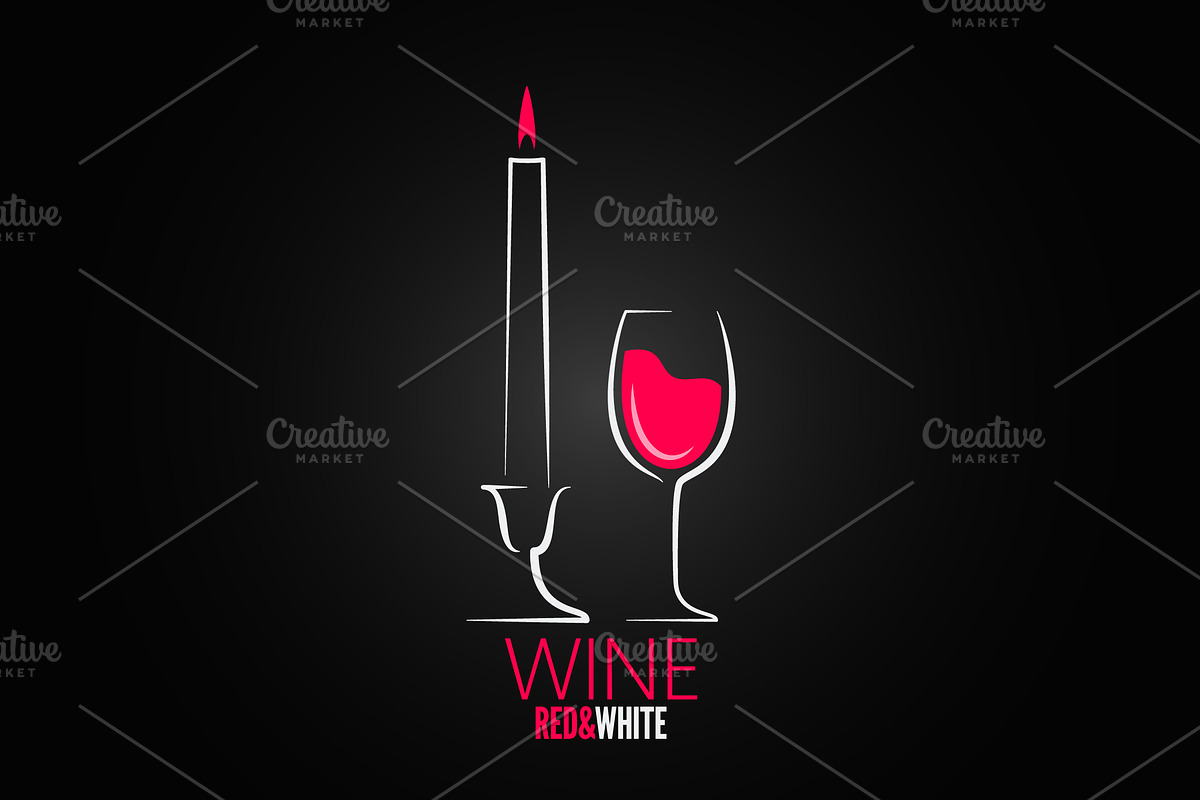 Wine glass candle design background in Objects - product preview 8