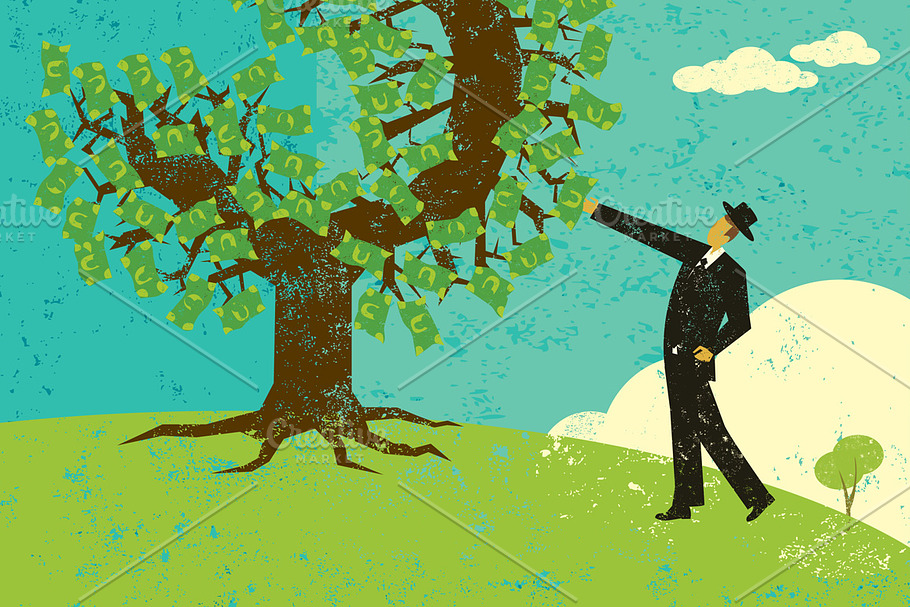 Businessman with a money tree in Illustrations - product preview 8