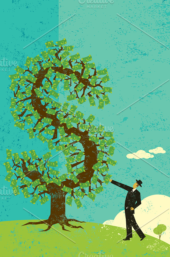 Businessman with a money tree in Illustrations - product preview 1