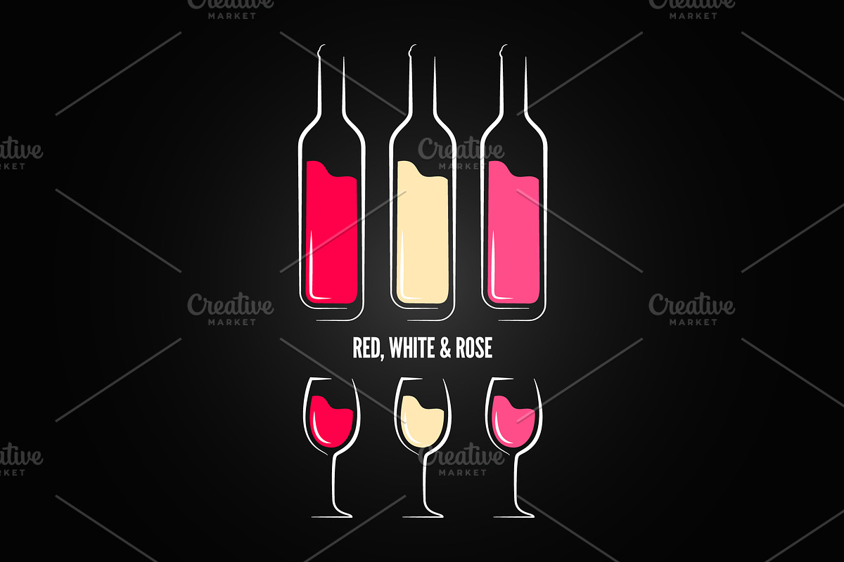 Wine glass bottle label design in Objects - product preview 8