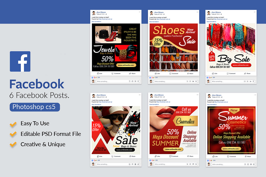 Sale Offer Facebook Post Banners in Web Elements - product preview 8