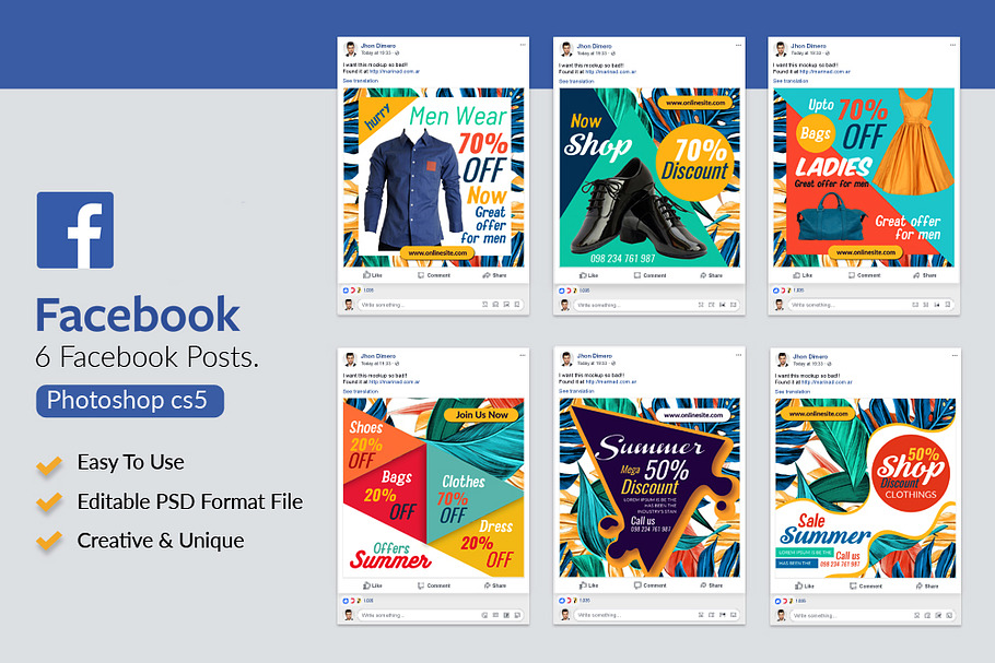 6 Fashion Product Sale Facebook Post in Web Elements - product preview 8