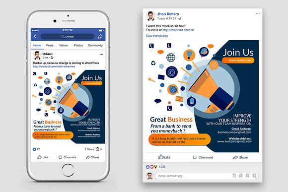 Business Marketing Facebook Post in Web Elements - product preview 1
