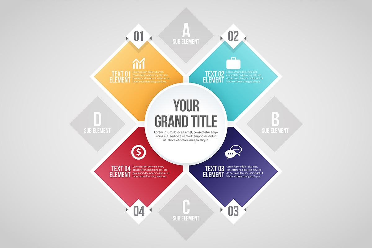 Four Shapes Circle Infographic in Web Elements - product preview 8
