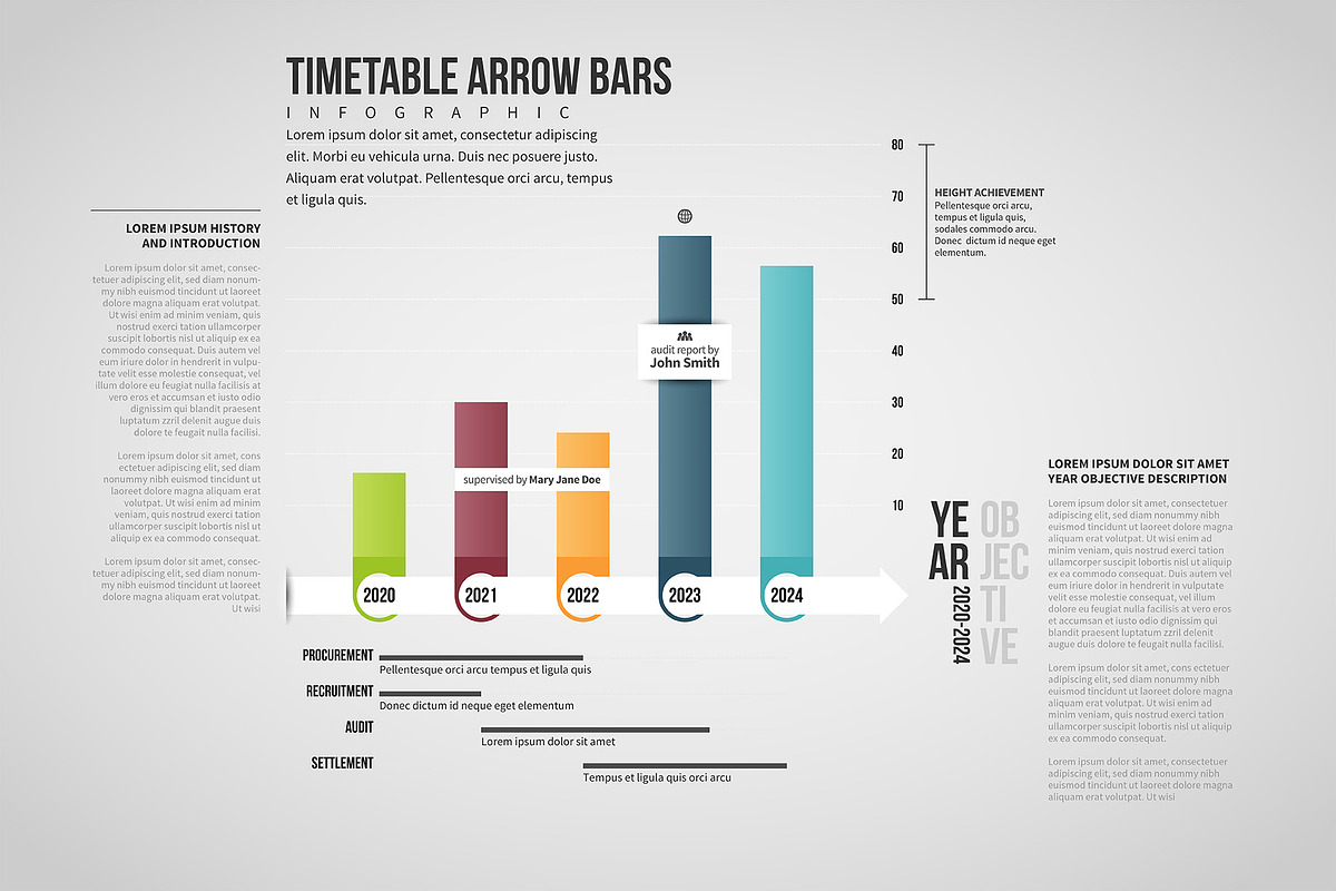 Timetable Arrow Bars Infographic in Web Elements - product preview 8