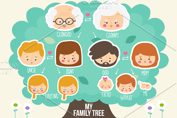 Infographic-Family Tree in Objects - product preview 1
