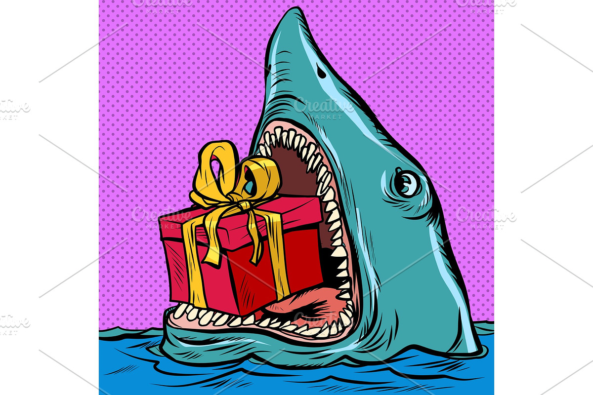 Shark with a gift box. Holiday in Objects - product preview 8
