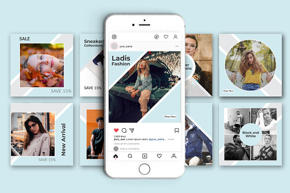 Beautiful Social Media Pack in Instagram Templates - product preview 3